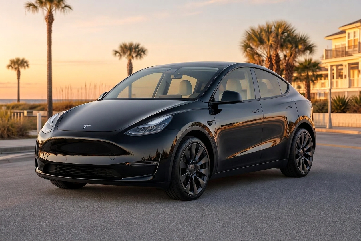 Tesla with 50% window tint in Jacksonville
